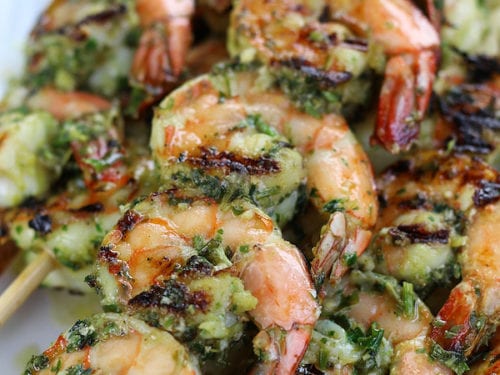 Grilled marinated shrimp skewers hotsell