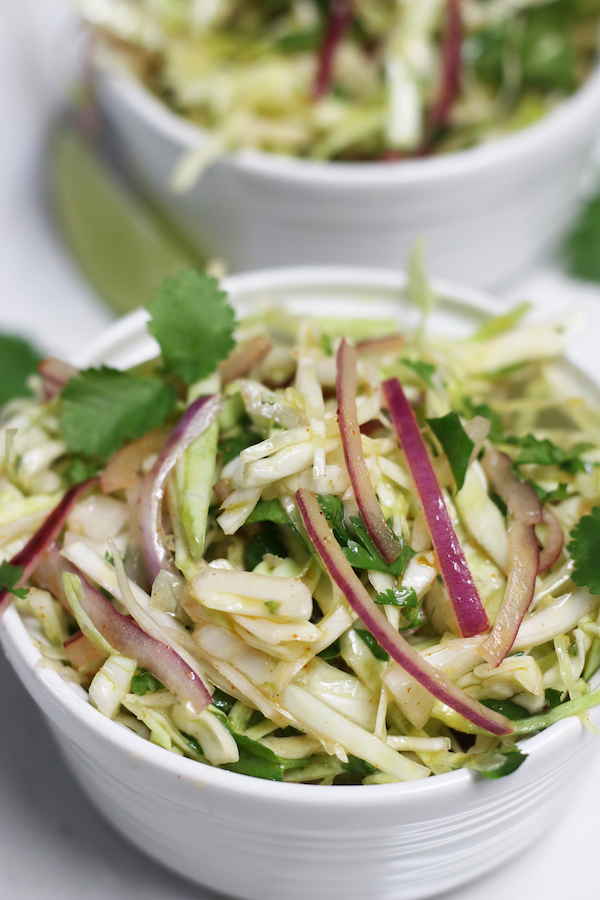 No Mayo Mexican Coleslaw with Cilantro Lime Dressing